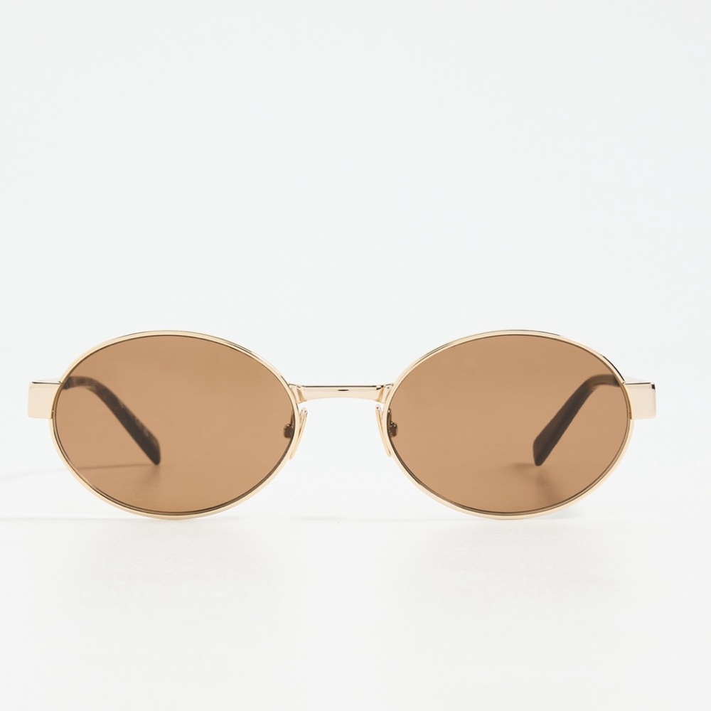 Saint Laurent Eyewear Oval Frame Sunglasses (Brown/Gold)